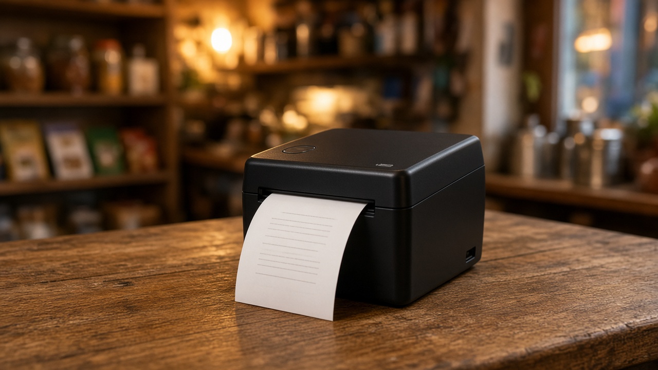 Bluetooth thermal bill printer on a shop counter